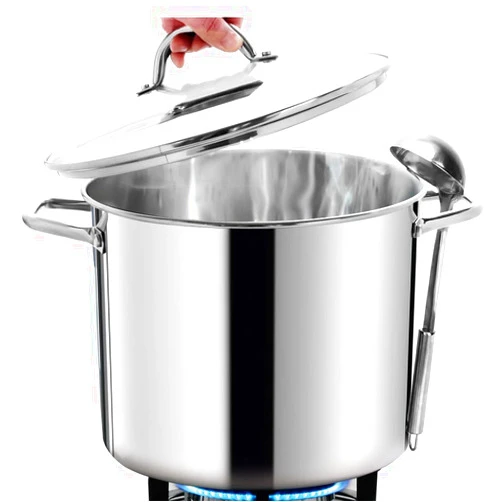 HOMICHEF 16 Quart LARGE Stock Pot with Glass Lid - NICKEL FREE Stainless Steel Healthy Cookware Stockpots with Lids 16 Quart - Mirror Polished Induction Pot - Commercial Grade Soup Pot Cooking Pot