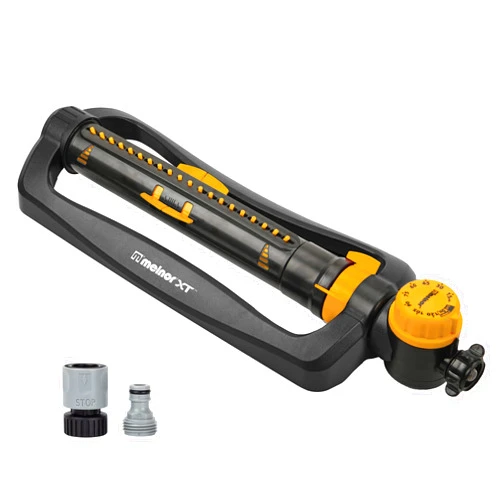Melnor 65133AMZ XT Turbo Oscillating Sprinkler W/Timer, 4,500 sq. ft., Quick Connect Bundle, 2-Way Adjustable, Black, Yellow