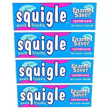 Squigle Enamel Saver Toothpaste (Canker Sore Prevention & Treatment) Prevents Cavities, Perioral Dermatitis, Bad Breath, Chapped Lips - 4 Pack 1