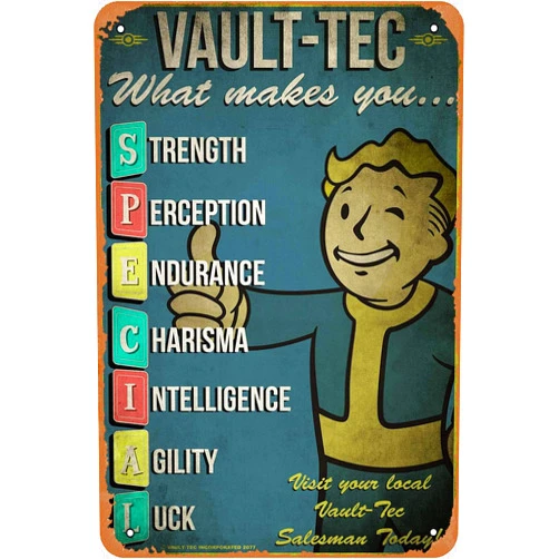 Dosauya Vault Tec Game Poster Retro Tin Sign Vintage Look Metal Sign for Cafe Bar Man Cave Garage Home Wall Art Decor 12 X 8 inch