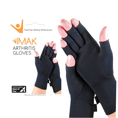 IMAK Brownmed Compression Arthritis Gloves - Compression Gloves for Arthritis & Joint Pain Support - Men's & Women's Fingerless Gloves to Support Circulation - Black - Small