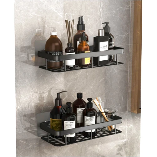 ESFOTO Adhesive Shower Caddy Shelf Organizer Rack 2 Pack Adhesive Bathroom Wall Mounted Shower Shelves No Drilling Shower Storage Basket Rustproof for Bathroom Kitchen Toilet