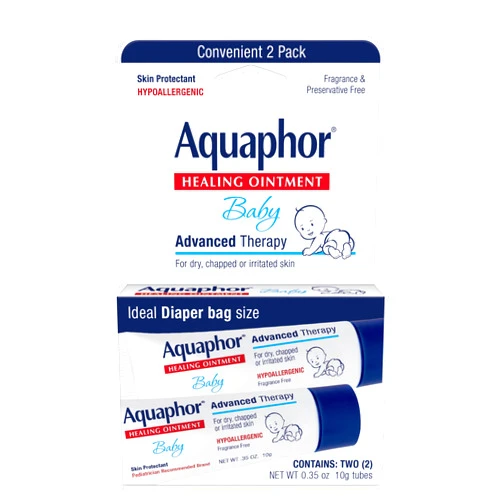 Aquaphor Baby Healing Ointment To-Go Pack - Advanced Therapy for Chapped Cheeks and Diaper Rash - Two .35 oz. Tubes