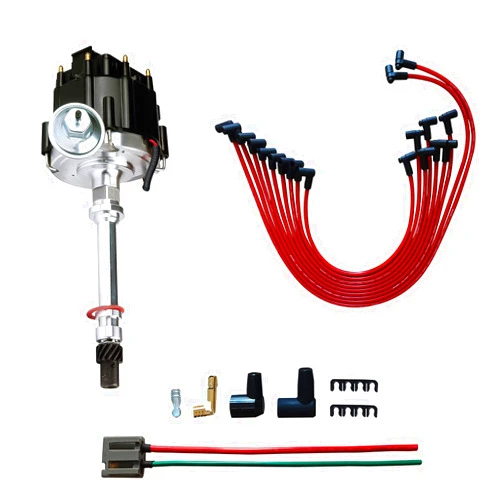 MAS Performance HEI Distributor & Spark Plug Wires & Free Pigtail Wire Harness Combo Kit Compatible with Chevy GMC SBC 305 350 BBC 454 65k Coil 7500RPM DD-SBC-HEI-V8 Replacement for 850001R