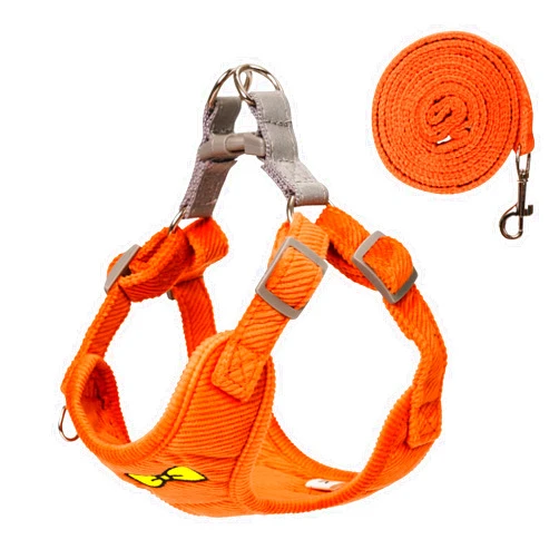 DYAprWu No Pull Dog Harness with Leash Pet Soft Vest Harness and Leash Set Dog Cat No Choke Escape Proof Harness Reflective Step in Harness for Small Medium Dogs Cats(Orange, Large)