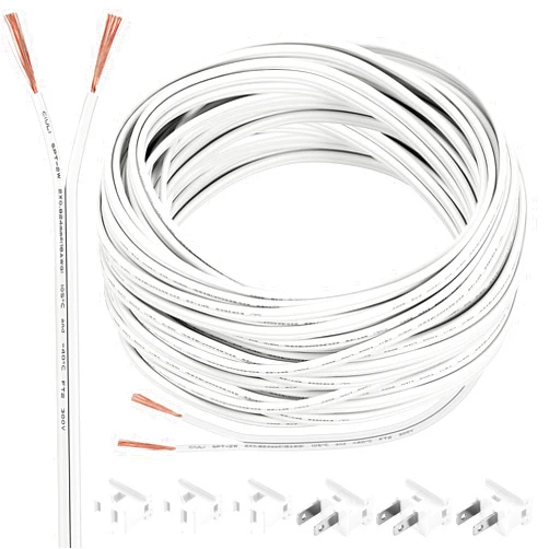 Chapou SPT-2 50 ft 18/2 Wire Electrical Wire with 6 Plugs 18 AWG Wire 18 Gauge Wire for LED Lighting Strip Lamp, Lamp Extension Cable, Residential Outdoor Commercial Industrial, White