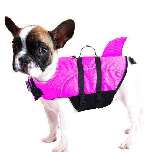 Queenmore Ripstop Dog Life Jacket Shark Life Vest for Dogs, Safety Lifesaver with High Buoyancy and Lift Handle for Small and Medium Breeds（Rose Red XS）