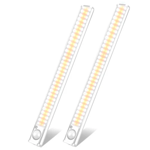 goodland 160 LED Closet Lights Motion Sensor Under Cabinet Lights Indoor Lighting 3600mAh Battery Powered Light Bar Dimmable Rechargeable Closet Light for Kitchen, Wardrobe, Stairs(2 Pack)