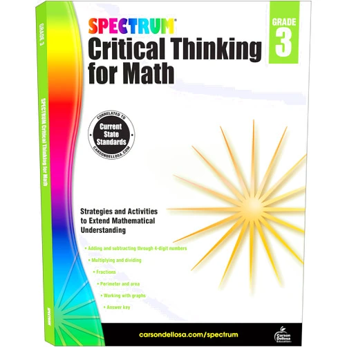 Spectrum Grade 3 Critical Thinking Math Workbook, Ages 8 to 9, Critical Thinking 3rd Grade Math, Multiplication and Division, Addition and Subtraction with 4-Digit Numbers - 128 Pages