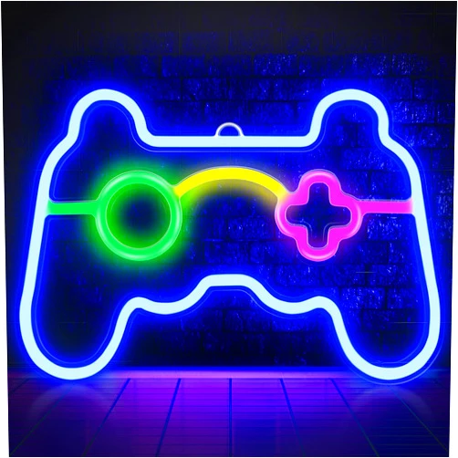 HOYOBEST Game Neon Sign Gamepad Shape LED Neon Signs for Gamer Room Wall Bedroom Decor, Gamer Gifts Neon Lights for Boys Teen Gaming Zone Party Decoration