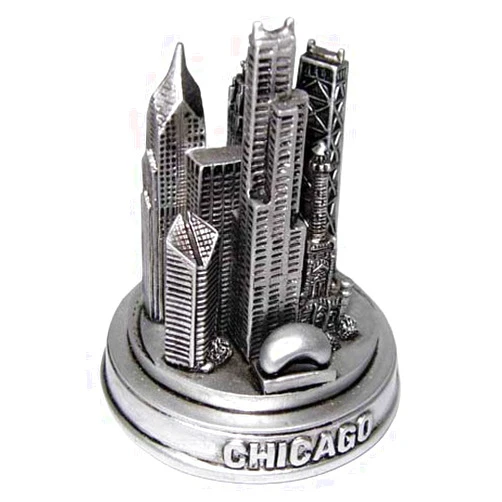 Great Chicago gifts Chicago Skyline Paperweight with a Pewter Look