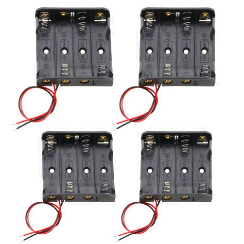LUORNG 4PCS 4 AA Battery Holder Box Storage Case with 5.5