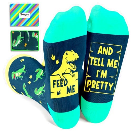 HAPPYPOP Funny Socks For Women Men - Raccoon Dinosaur Gifts, Shark Bear Socks for Teen Boys Girls