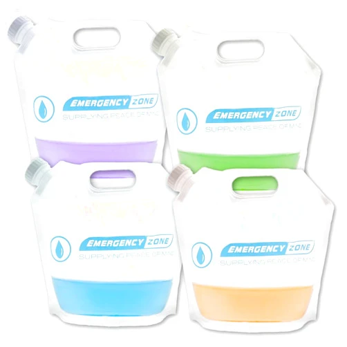 Emergency Zone [4 Pack] 4 Liter/1-Gal Water Pouch for Emergency Water/Food Storage, Camping, and Hurricane Supplies for Home | Compact Collapsible Water Container