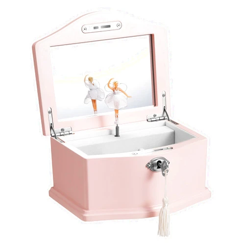 Jozen Gift Medium Pink Ballerina Musical Jewelry Box with Mirror and Lock for Girls,Pink Kid's Jewelry Storage Music Chest,Gifts for Christmas,New Year and All Hoidays