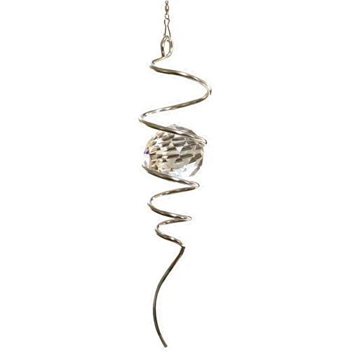 HS's Creation HS’s Creation Gazing Ball Spiral Tail Crystal Ball Wind Spinner Stabilizer Unique Gift and Hanging Décor for Indoor Outdoor Garden Decoration 13 Inch Height