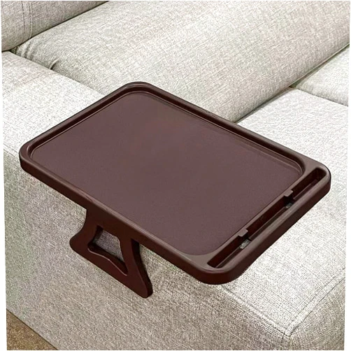 Xchouxer Sofa Armrest Clip Table, TV Snack Tray, Handy Remote Controls/Drinks/Phone Holder (Cherry)