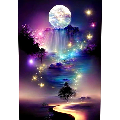 DIYCYCY Diamond Art Kits for Adults Beginners,Moon Landscape Diamond Painting Kits,5D Full Drill Diamond Dots Gem Art Kits,DIY Round Paint with Diamonds Craft for Home Wall Decor Gifts 12x16inch