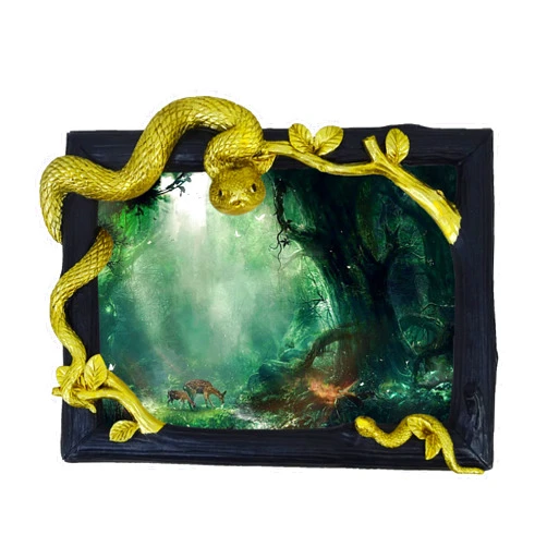 SEAKINGDOM YHH Decorative Snake Hand-Crafted resin Picture Frame for Tabletop Snake Mother and Baby Design Home Décor.. Wildlife Snake Figurine. Mother’s day gift （5″X7″） (Gold)