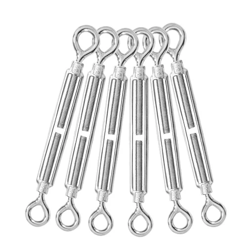 Jamiikury 6PCS M10 Eye & Eye Turnbuckle 304 Stainless Steel Turnbuckle Wire Rope Tension Heavy Duty Turnbuckles for Cable Railing Wire Rope Hardware Kit (M10, Eye & Eye)