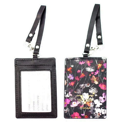 19V69 Italia Luggage Tags Card Holder - Travel ID Tag - Set of 2 (Floral)