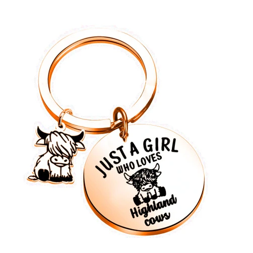 BLEOUK Scottish Highland Cow Keychain Highland Cow Lover Gift Farm Gift Just a Girl Who Loves Highland Cows Jewelry