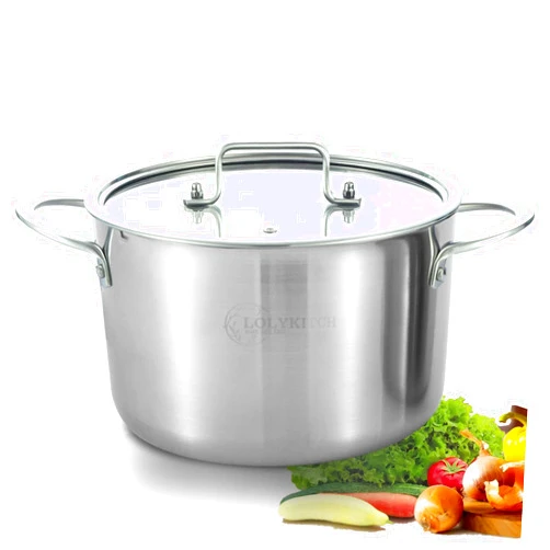LOLYKITCH Tri-Ply Stainless Steel 5 QT Stock Pot with Lid, Induction Cooking Pot,Soup Pot,Compatible with All Stoves,Oven and Dishwasher safe.