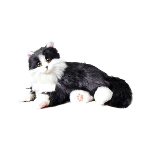 Chongker Interactive Companion Robot Cat Pets, Handmade Weighted Stuffed Animals, Cat Plush Toy with Voice Response, Realistic Heartbeat and Purring, Black Cat