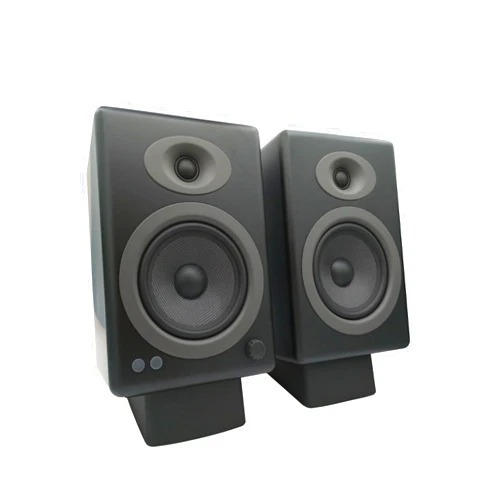 Audioengine A5 Black Powered Bookshelf Speakers and DS2 Stands with Remote