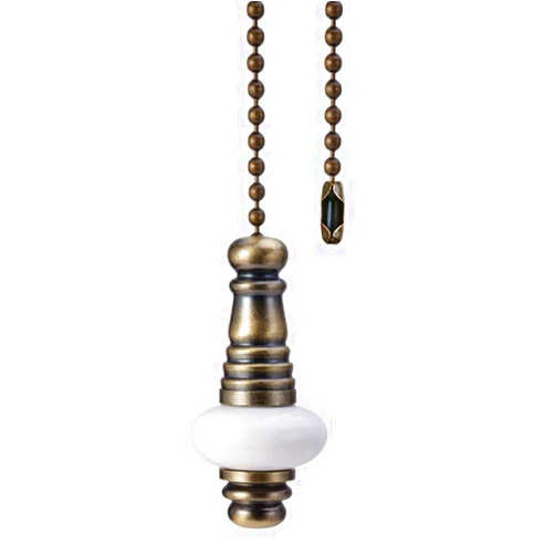 Aoprofree Ceiling Fan Pull Chain 12 inch Ceramic White Pull Chain Extension Fan Chain Extender Ceiling Fan Pulls Ornament with Ball Fan Chain Connector for Ceiling Fan Light, 1PCS (Ceramic White)