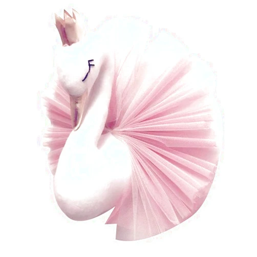 Garneck 3D Wall Hanging Decoration Cute Crown Dress Swan Wall Art Sticker Hook for Nursery Kids Girl Room Wedding Birthday (Pink)