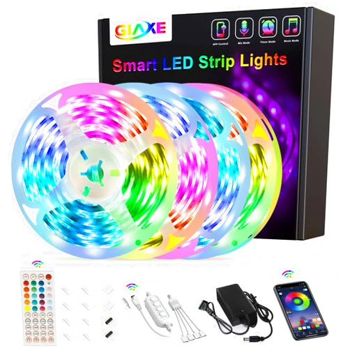 Giake 65.6ft/20M Led Strip Lights,GIAKE Led Lights Ultra Long Smart Music Sync Color Changing RGB LED Light Strips APP Controll with Remote LED Lights for Bedroom Party Kitchen Home Decoration