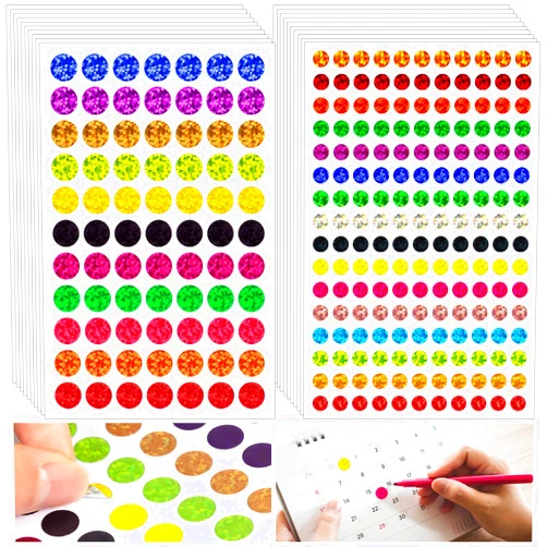 HLARTNET 5060 PCS Small Shiny Dot Colored Stickers - 1/4