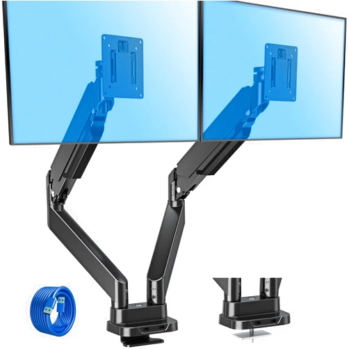 MOUNTUP Dual Monitor Mount Fits 13''-39'' Screen, Ultrawide Dual Monitor Desk Mount Hold 4.4-33 lbs, Adjustable Gas Spring Double Monitor Arms, Computer Monitor Stand with USB, VESA Monitor Bracket