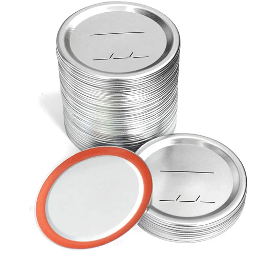 Rosvlan Canning Lids Regular Mouth For Ball/Kerr Jars, Split-Type Metal Mason Jar Lids with Silicone Seals, Silver, 48 Count