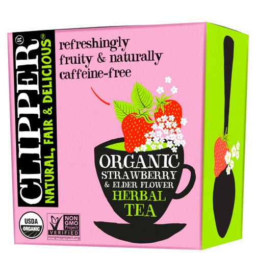 Clipper Natural, Fair & Delicious Clipper Tea Strawberry & Elderflower Herbal Tea – Caffeine Free, USDA Organic, Great Hot or Iced – Refreshingly Fruity, Natural, Fair & Delicious – 50 Tea Bags