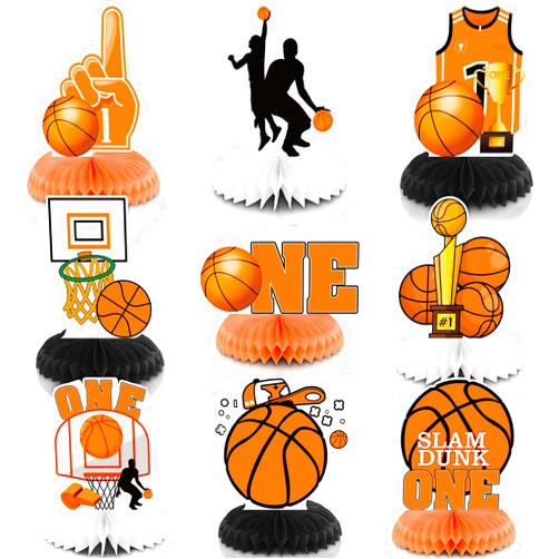 ZEYGC 9pcs Basketball Centerpieces for Table Basketball Birthday Party Decorations Sports Birthday Party Decorations for Boys Baby Showers Decor