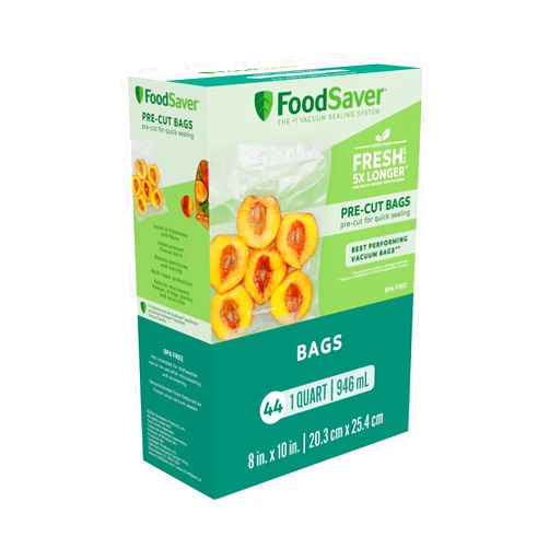 FoodSaver Precut Vacuum Sealer Bags for Airtight Food Storage and Sous Vide Cooking, BPA-Free, 1 Quart, 44 Count