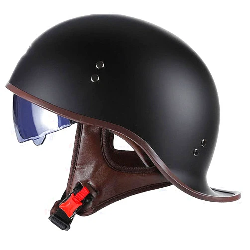 ACLFF Motorcycle Retro Half Helmet, Vintage German Half Face Helmet，Dovetail Open Face Helmet, DOT Approved Adult Men Women Helmet, with Sun Visor, for Bicycle Cruiser Scooter 57~62cm