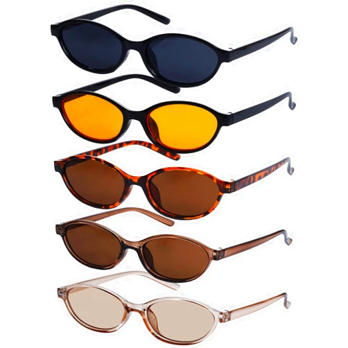 YKYUASD 5 Pairs Retro Oval Cat Eye Sunglasses for Women 90s Designer Narrow Sunnies Y2k Trendy UV protection Sun Glasses