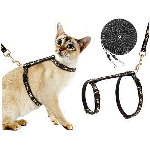 SCIROKKO Cat Harness and 2 Pack Leashes - 30 Feet Yard Long Leash Durable for Walking Leads