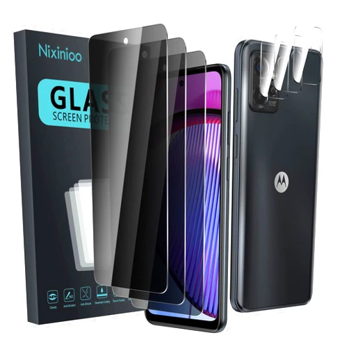 Nixinioo 3 Pack Privacy Screen Protector for Motorola Moto G Power 5G 2023 With 3 Pack Camera Lens Protector, Anti Spy Tempered Glass 9H Hardness, Black Protector Anti Spy, Anti-Scratch, Bubble Free
