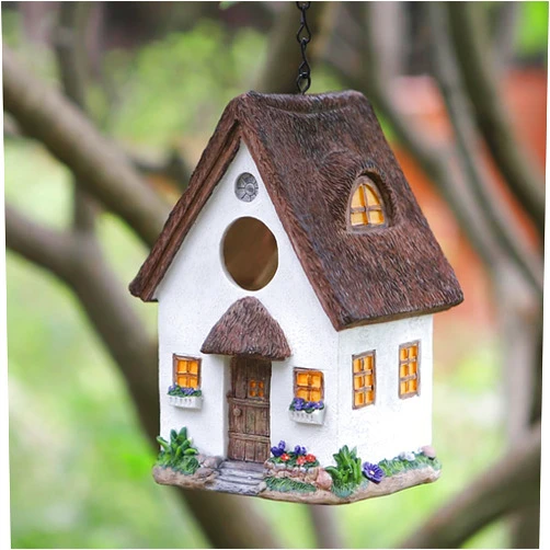 TRASUN Bird Houses for Outside Outdoor Bird Houses, Hanging Resin Birdhouse for Bluebird, Hummingbird, Sparrow, Wren Finches, Chickadee, Gifts for Bird Lovers,Garden Decorations