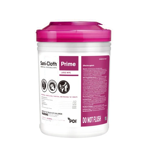 PDI Sani-Cloth Prime Germicidal Wipe, Hospital Disinfection, 1-Minute Contact Time, Quat Alcohol, Durable Large 6