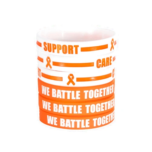 BRANDWINLITE Silicone Cancer & Cause Awareness Bracelets with Saying We Battle Together, Ribbon Icon with Saying Care and Support,Gift for Patients, Survivors, Family and Friends