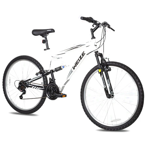 WEIZE Mountain Bike, 24/26/27.5 inch Outdoor Cycling Bike,18-Speed/High-Carbon Steel/Dual Full Suspension, Adjustable Ergonomic Seat for Men Women Adult, MTB Bicycle with Suspension Fork,Sleek Colors