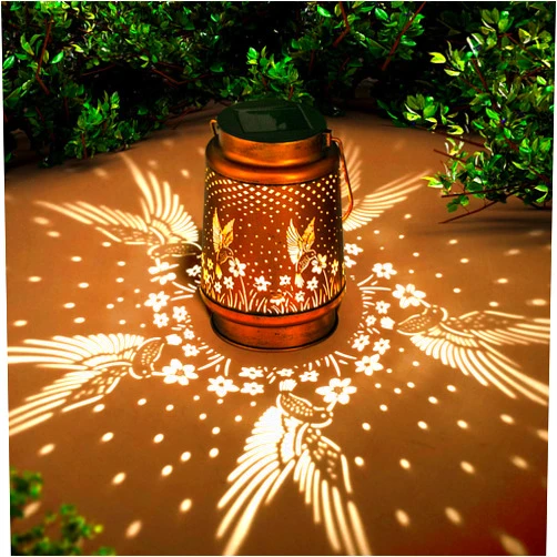 DIBIEECN Hummingbird Solar Lantern Lights Outdoor Hanging, Metal Decor Lanterns-Waterproof LED Decorative Light for Garden Patio Yard Lawn Backyard Front Porch as Gifts for Mom Grandma Women