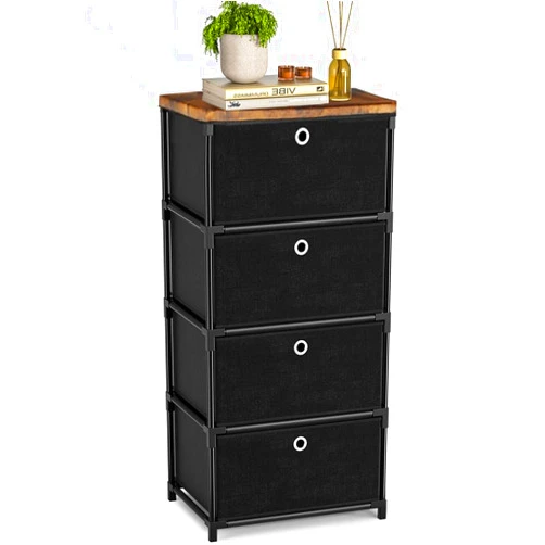 LUKYTOWER Fabric Storage Drawers Dresser and Chest of Drawers, Small Dresser with Drawers Unit, Sturdy 4 Drawer Dresser for Closet, Fabric Storage Bin Organizer