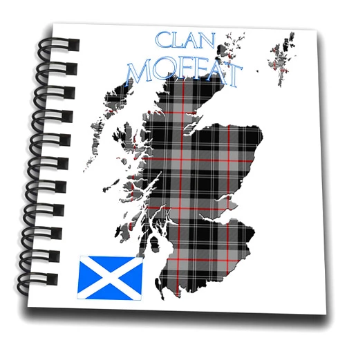 3dRose Mini Notepad 4 x 4 inch - Outline of Scotland with The Moffat Clan Family Tartan. Creative Studios Scottish Tartans