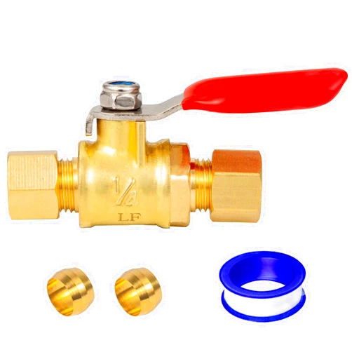 Breezliy Lead-Free Brass Mini Ball Valve Shut Off Switch,1/4 inch Compression by 1/4 Compression Fitting,healthy,environmentally friendly,stable,high precision（1 PC）